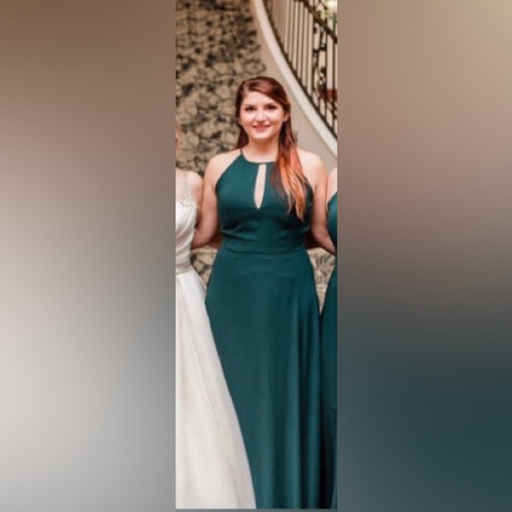 Green high neck bridesmaids dress | After Six brand size 14